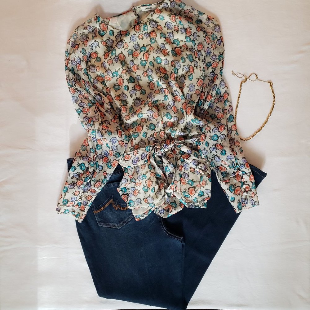 JASON WU SilkTop Long Sleeves in Soft Floral Print Size 10 New NWT - Picture 11 of 11